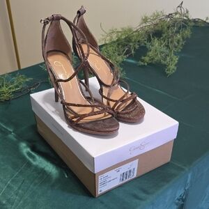 Jessica Simpson Bronze High-Heeled Sandals